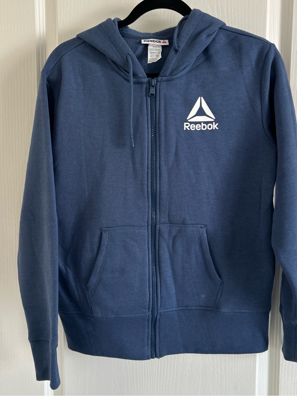 Reebok Navy Full-Zip Hoodie with White Logo